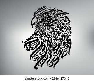 sketch of a tribal hawk tattoo. vector drawing bird of prey in flight. hawk logo