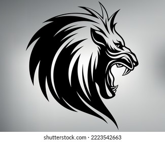 
sketch of a tribal lion tattoo. vector drawing king of beasts. logo roaring lion head