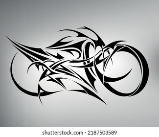 sketch of a tribal motorcycle tattoo. motorcycle logo. vector drawing fast motorcycle