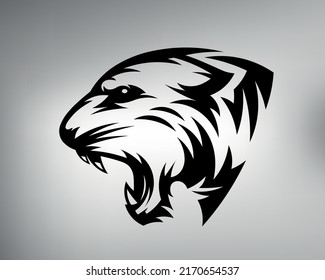 Sketch Of A Tribal Panther Tattoo. Panther Logo. Vector Drawing Big Wild Cat