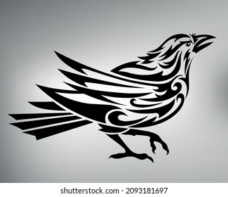 sketch tribal raven tattoo. vector drawing of a raven made in the form of abstraction