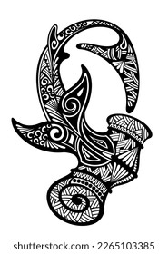 Sketch tribal shark tattoo. vector drawing hammerhead shark. shark logo