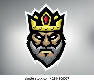 sketch tribal tattoo king. king logo. vector drawing head of an elderly man with a beard in a crown