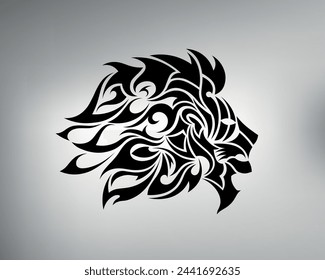 sketch of a tribal tattoo of a lion. vector drawing of a lion's head made with patterns. logo king of beasts