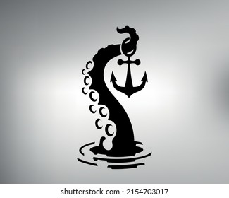 sketch tribal tattoo octopus. octopus logo. vector drawing of an octopus tentacle peeking out of the water