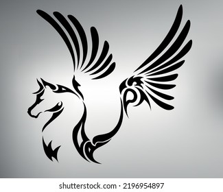 sketch of tribal tattoo pegasus. vector drawing horse with wings. pegasus logo