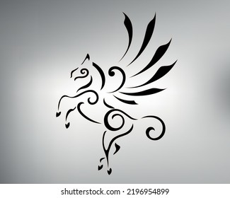 sketch of tribal tattoo pegasus. vector drawing horse with wings. pegasus logo