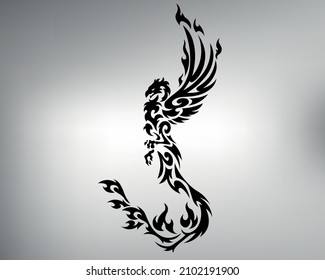 sketch tribal tattoo phoenix. vector drawing fiery phoenix in flight