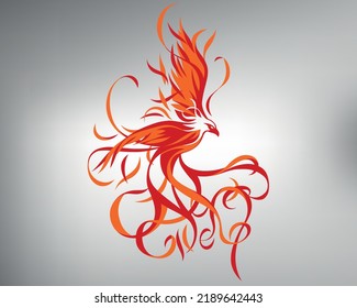 
sketch tribal tattoo phoenix. vector drawing of a fiery bird made with patterns. phoenix logo