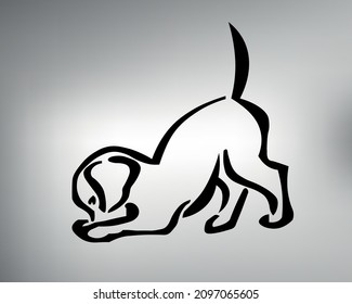 sketch tribal tattoo puppy. vector drawing puppy playing funny