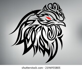 sketch tribal tattoo rooster. vector zodiac symbol. rooster logo