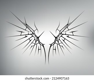 sketch of tribal tattoo wings. vector drawing beautiful and graceful wings made with figures and patterns