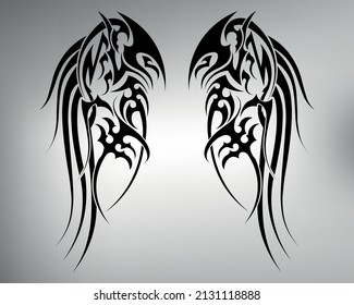 
sketch of tribal tattoo wings. vector drawing wings made with patterns and shapes. beautiful abstraction