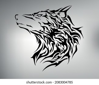 Sketch Stamm Tattoo Wolf. Vektorgrafik-Wolfenkopf mit Heckausdruck