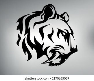 sketch of a tribal tiger tattoo. tiger logo. vector drawing big wild cat