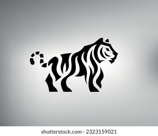 sketch of a tribal tiger tattoo. vector drawing striped predator. minimalistic tiger logo