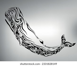 sketch of a tribal whale tattoo. vector drawing the largest underwater inhabitant. whale logo