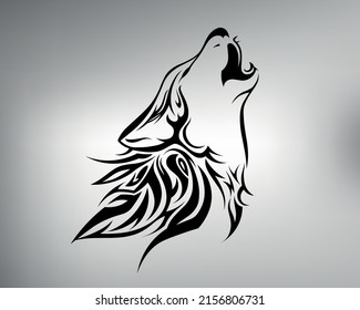 sketch of a tribal wolf tattoo. wolf logo. vector drawing forest doctor and predator wolf.