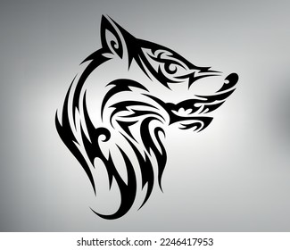 dibujo de un tatuaje de lobo tribal. cabeza de lobo de dibujo vectorial hecha con patrones. logotipo de lobo