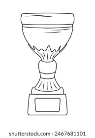 Sketch of trophy, goblet, cup, chalice. Victory symbol