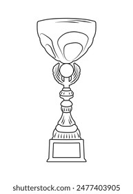 Sketch of trophy, goblet, cup, chalice. Victory symbol