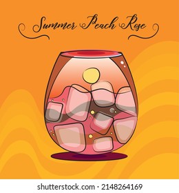 Sketch of a tropical cocktail with ice cubes Tropical beverage Vector