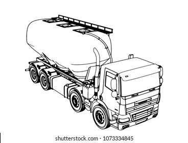 sketch of a truck with a tank vector