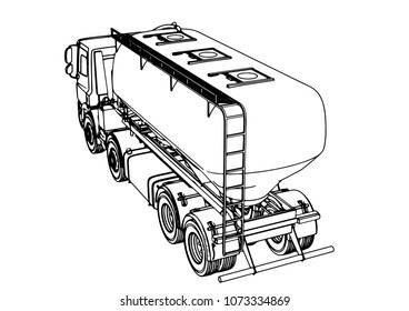 sketch of a truck with a tank vector