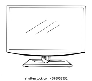 Sketch TV isolated on a white background. Monitor. Vector illustration.