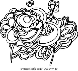 a sketch is two abstract flowering flowers