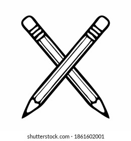 sketch of two crisscrossed pencils
