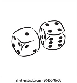 Sketch two dices game dice vector sketch