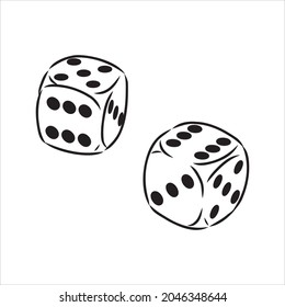 Sketch two dices game dice vector sketch