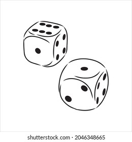 Sketch two dices game dice vector sketch