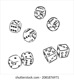 sketch of the two dices on white background, isolated