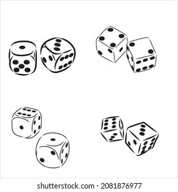 sketch of the two dices on white background, isolated