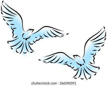 Sketch of two flying birds