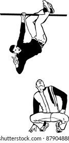 sketch of two guys hanging and looking at the top