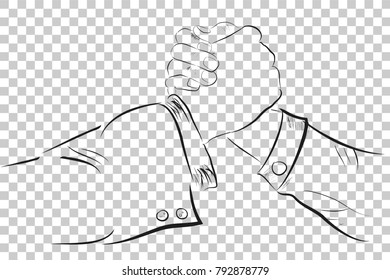 Sketch, Two man Hand shaking, at Transparent Effect Background
