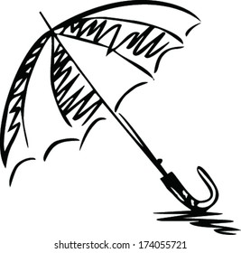 sketch of an umbrella on a with background.