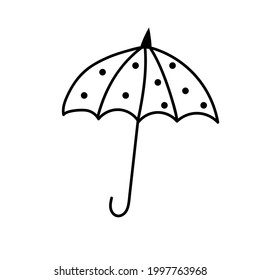Sketch of an umbrella on white background in doodle style.
