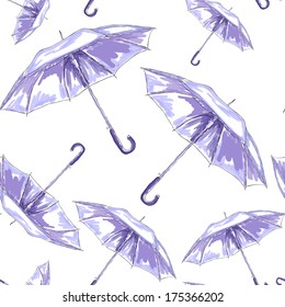 Sketch umbrella pattern. Watercolor illustration.