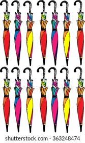 Sketch umbrella pattern.Color illustration.