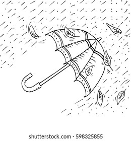  Sketch of an umbrella in the rain