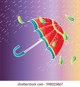  Sketch of an umbrella in the rain