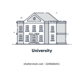 Sketch university concept. Education and training, development. Graphic element for website. Template, layout and mock up. Knowledge and information. Cartoon flat vector illustration