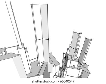 sketch of urban architecture of the future