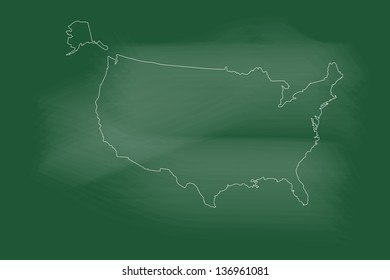 sketch of USA map on blackboard