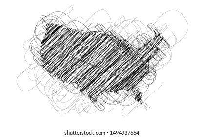 sketch of USA map scribble line art of United states of America map vector design on white background 