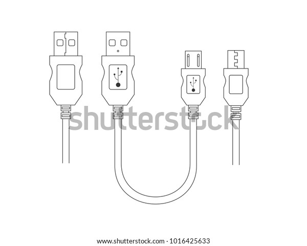 Computer Usb Connector Drawing Sketch Usb Cables Stock Vector (Royalty Free) 1016425633 | Shutterstock
